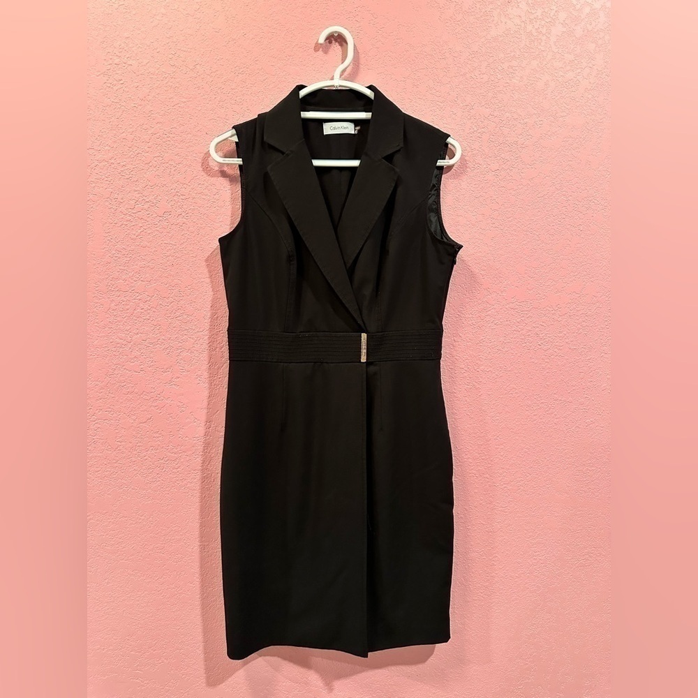 Calvin Klein Black Blazer Dress Sleeveless Size 8